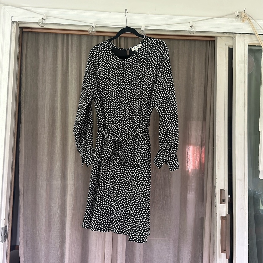 Polka Dot Black and White Mini Dress with sleeves NWT